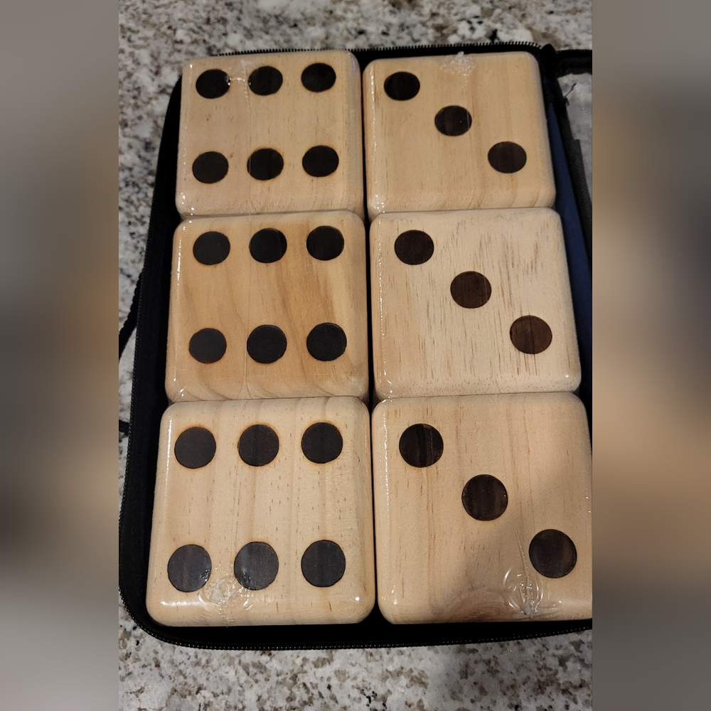 NWT Large Wooden Yard Dice Set